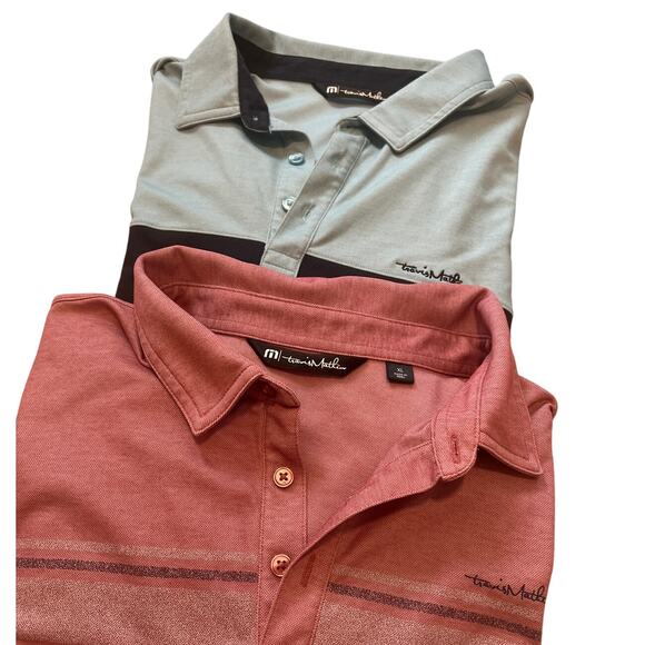 Travis Mathew BUNDLE Polo Shirts Men XL Mint Green Navy/ Red Pima Golf - Picture 1 of 8